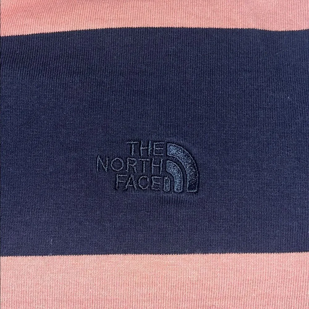 North Face heavy cotton LS Berk Model Rugby polo shirt Blue Mauve Pink Stripe S